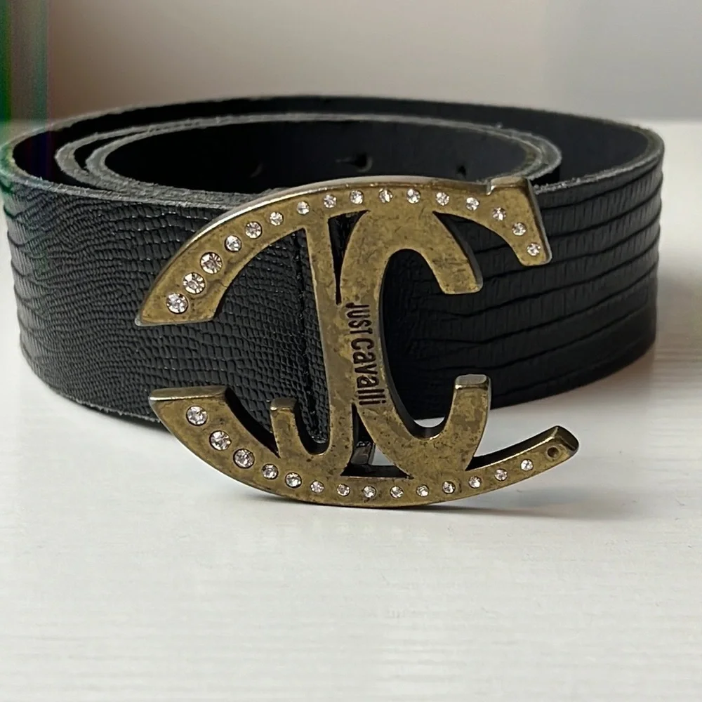 JUST CAVALLI Black ITTIERRE Belt RARE ✨Vintage 38